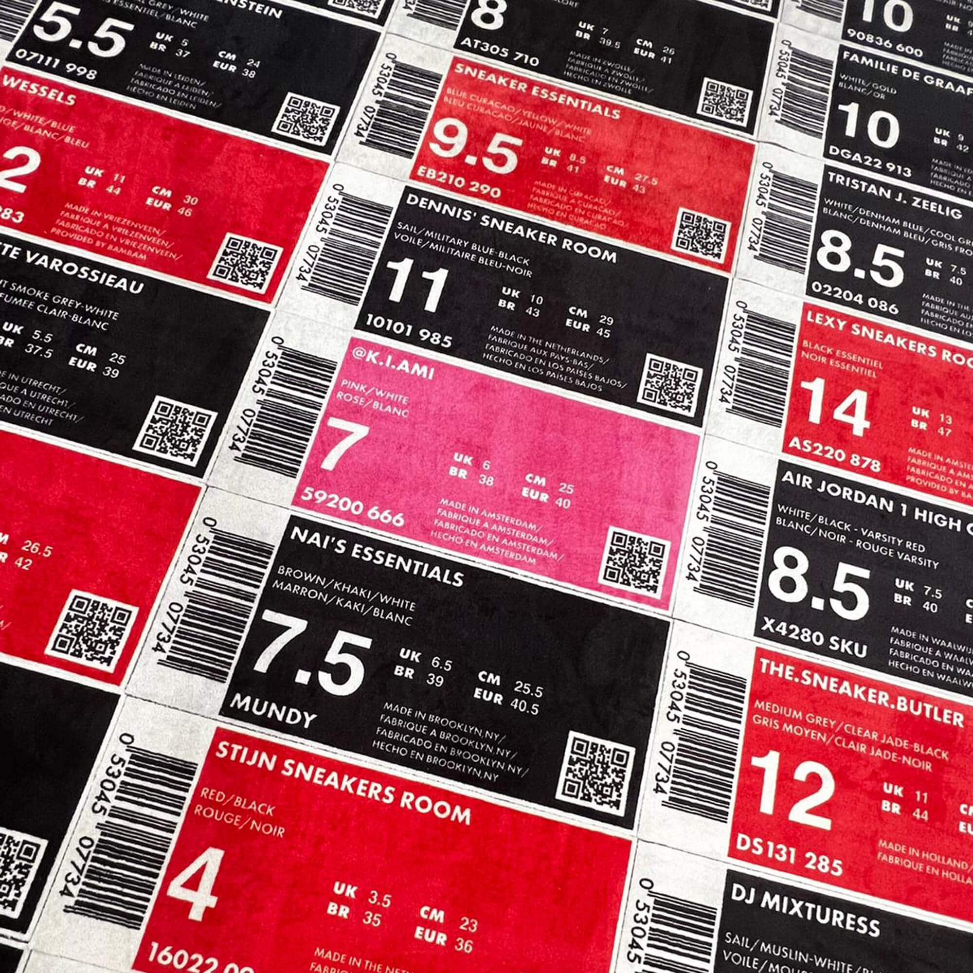 Gepersonaliseerde shoebox matenlabel mat - maak jouw eigen vloerkleed! - Sneaker Essentials