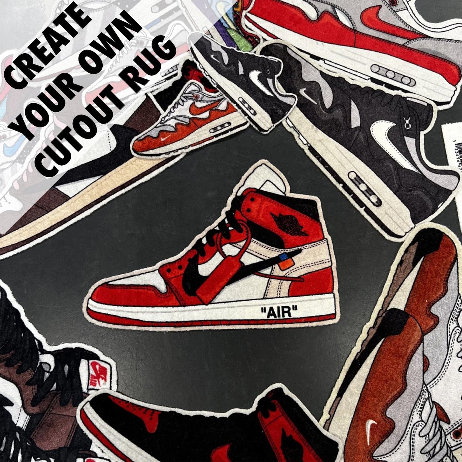 unieke sneaker vloerkleed