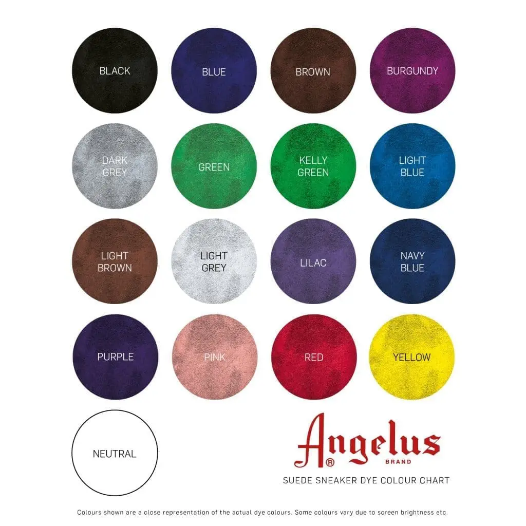 Angelus Suede Dye colors